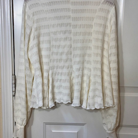 ANTHROPOLOGIE Long Sleeve Button Front Textured  Button-Up Blouse - Picture 11 of 12